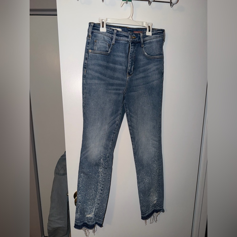 Anthropologie Pilcro Medium Blue Skinny Jeans with Distressed Hem
